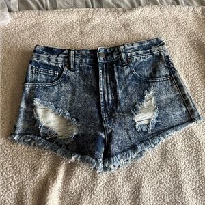 Forever 21 Blue Distressed Jean Shorts